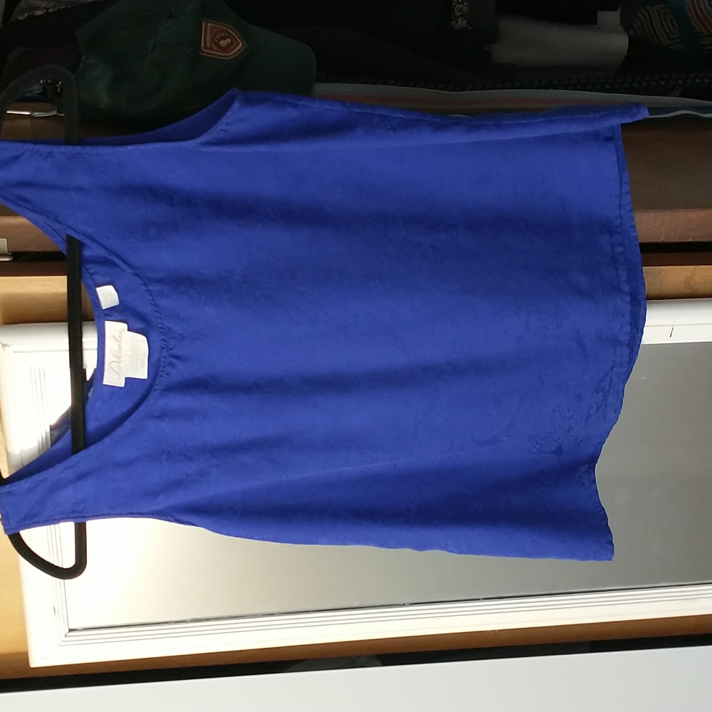 Vintage 100% silk Royal blue tank size large